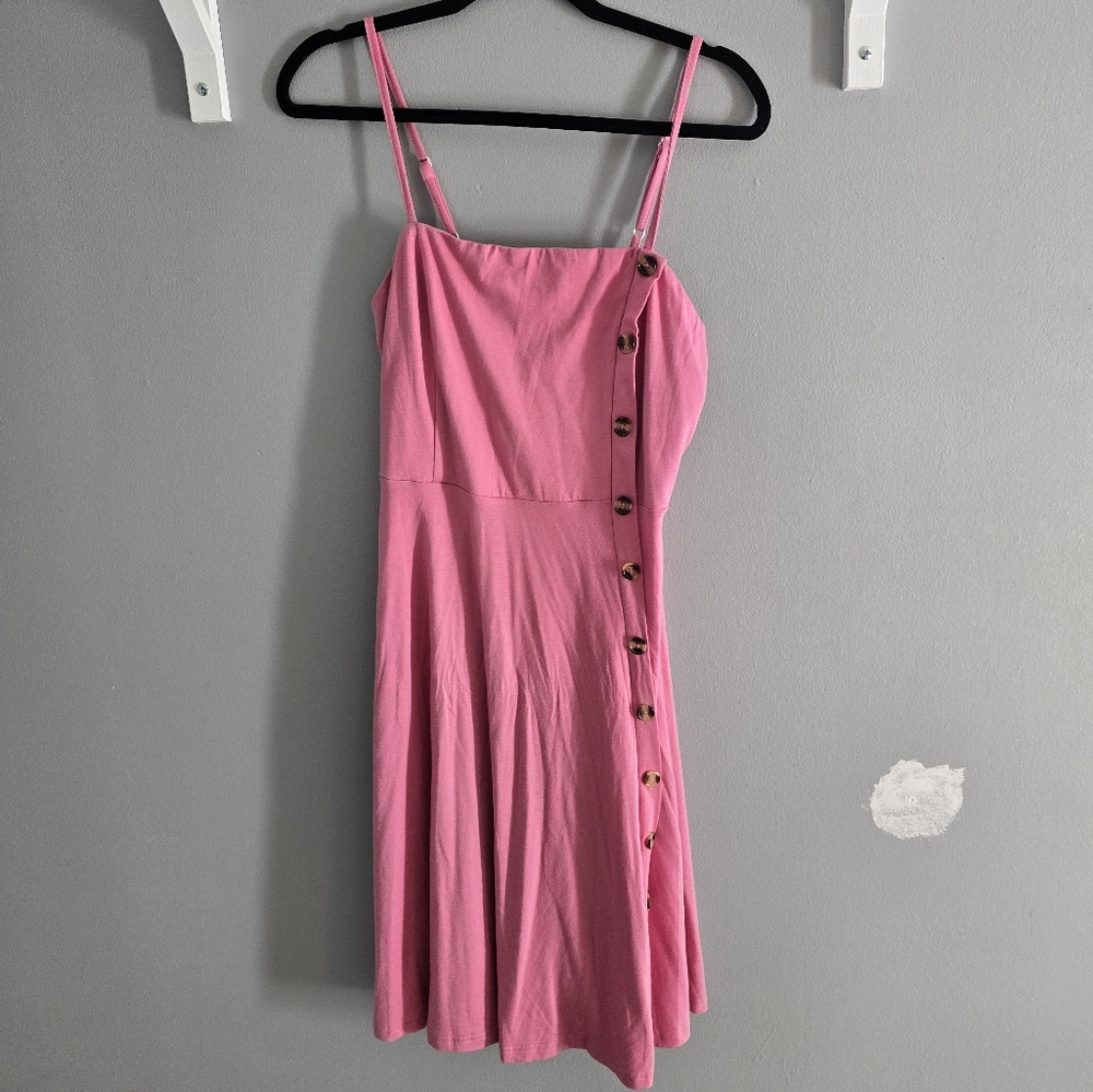 Pink Button-Detail Women's Dress